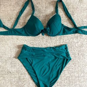 BECCA High Waisted High Cut Emerald Bikini